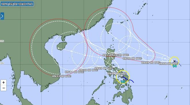 Hai cơn bão Conson và Chanthu đang hoạt động ngoài khơi Philippines (ảnh jma)