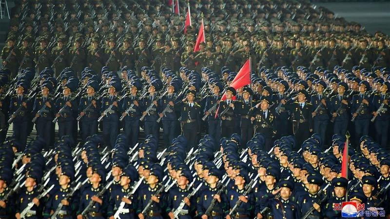 Binh sĩ Triều Tiên trong cuộc duyệt binh tại Quảng trường Kim Il Sung ở Bình Nhưỡng ngày 9/9/2021. Ảnh: KCNA