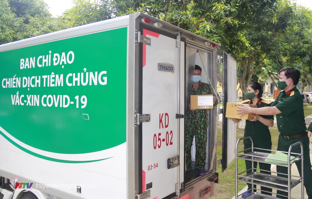  Bộ CHQS tỉnh Nghệ An tổ chức 5 đoàn côn ... hát vaccine bằng xe vận chuyển chuyên dụng