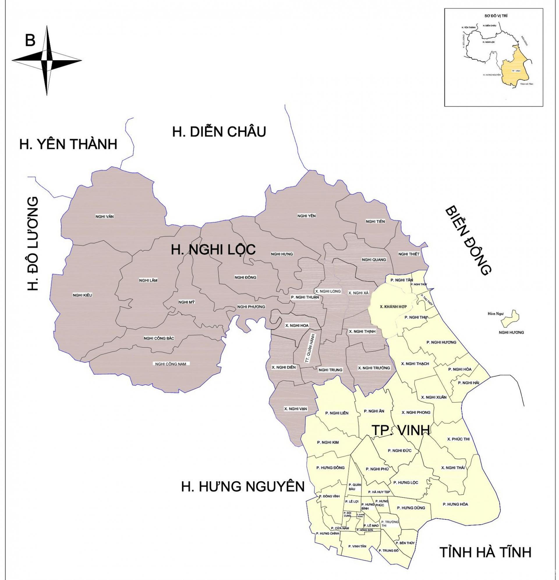 Quy mô TP. Vinh sau khi mở rộng. 