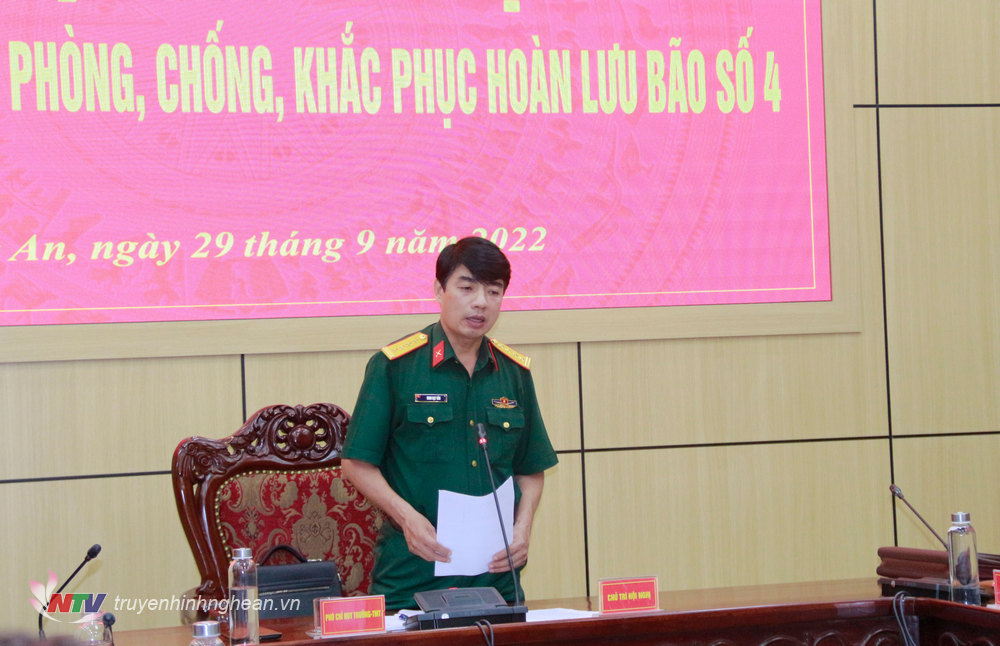  Đại tá Đinh Bạt Văn, Phó Chỉ huy trưởng - Tham mưu trưởng Bộ CHQS tỉnh kết luận tại hội nghị. 