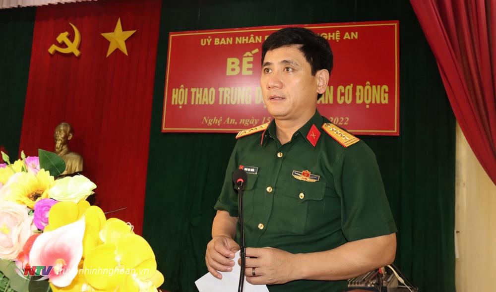 Đại tá Phan Đại Nghĩa – Uỷ viên BTV Tỉnh uỷ, Chỉ huy trưởng Bộ chỉ huy quân sự tỉnh phát biểu tại lễ bế mạc
