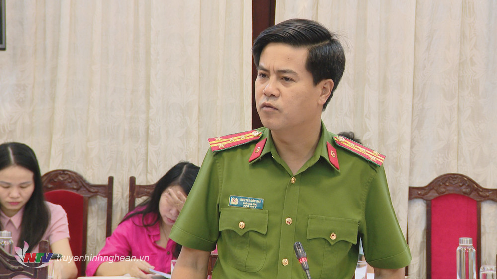 Phó Giám đốc Công an tỉnh Nguyễn Đức Hải nêu tình hình phát hiện, xử lý các loại tội phạm của lực lượng công an.