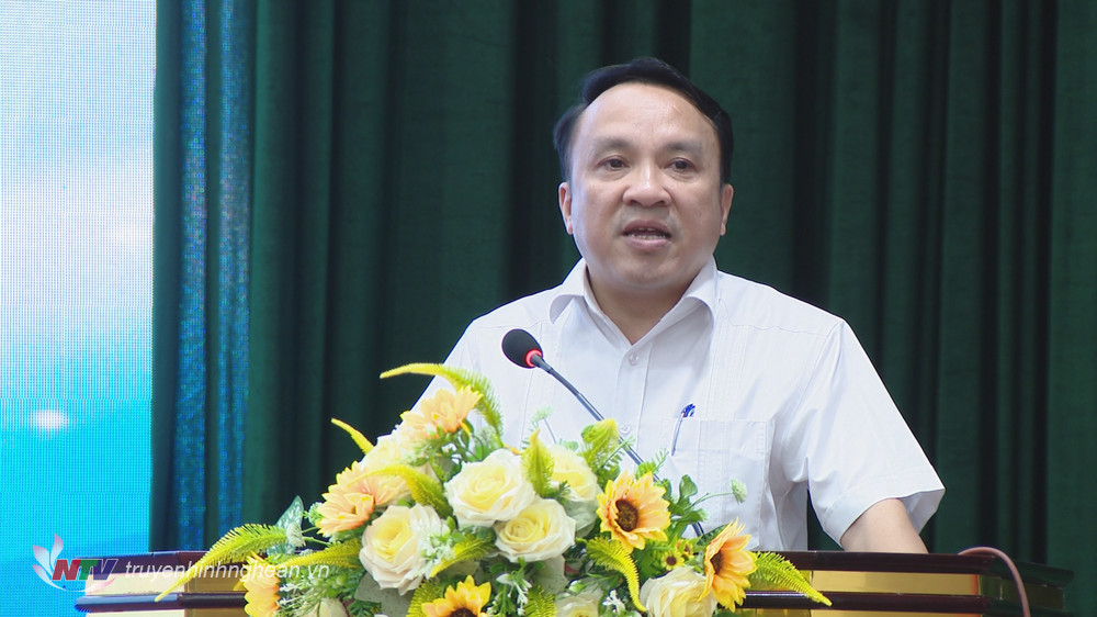 Giám đốc Sở Y tế Dương Đình Chỉnh phát biểu tại hội nghị.