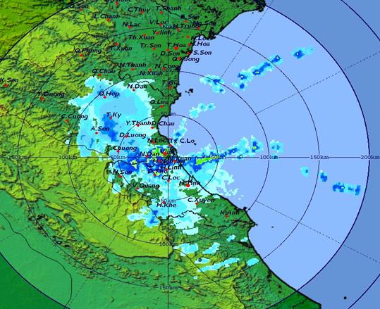 Hình ảnh radar lúc 7h30 phút 16/10.