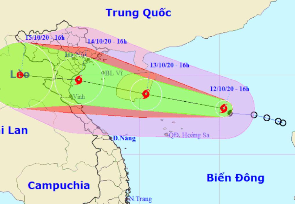 Vị trí và dự báo đường đi của áp thấp nhiệt đới - Nguồn: Trung tâm Dự báo khí tượng thủy văn quốc gia