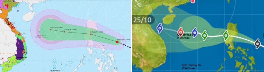 Dự báo đường đi của áp thấp nhiệt đới sau khi vào Biển Đông theo mô hình của Trung tâm Dự báo Khí tượng Thủy văn Quốc gia và Đài khí tượng Hong Kong. 