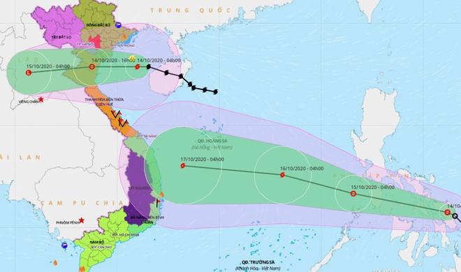 Ngoài bão số 7 chuẩn bị vào đất liền, một áp thấp nhiệt đới khác sẽ đi vào Biển Đông những giờ tới. Ảnh: Hệ thống giám sát thiên tai.