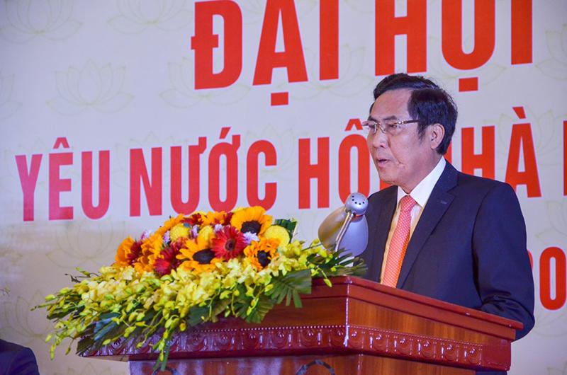 Chủ tịch Hội Nhà báo Việt Nam Thuận Hữu phát biểu tại Đại hội.
