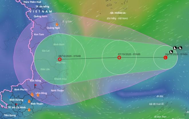 Dự báo đường đi của vùng áp thấp trên Biển Đông những ngày tới.