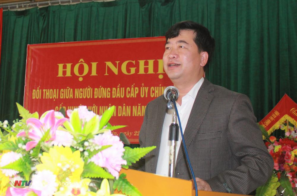 đồng chí Nguyễn Hữu Sáng - Ủy viên BCH Đảng bộ tỉnh- Bí thư HU, CT HĐND Huyện phát biểu