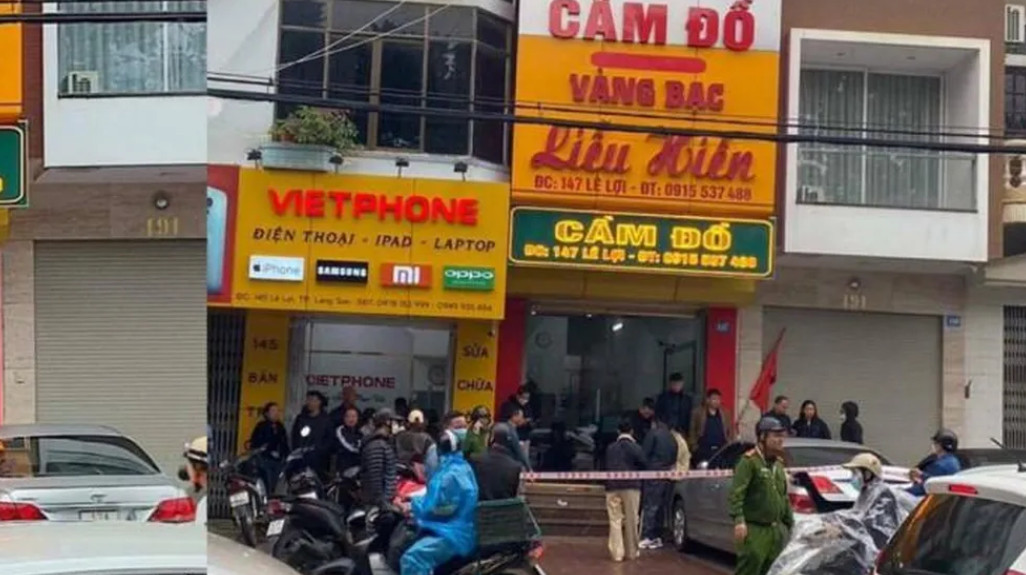 Hiện trường vụ cướp tiệm vàng trưa 20/10 tại Lạng Sơn.