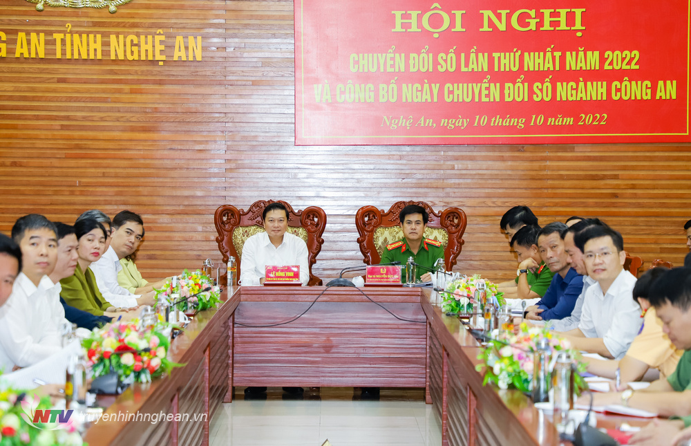 Các đại biểu dự hội nghị tại điểm cầu Công an tỉnh Nghệ An.