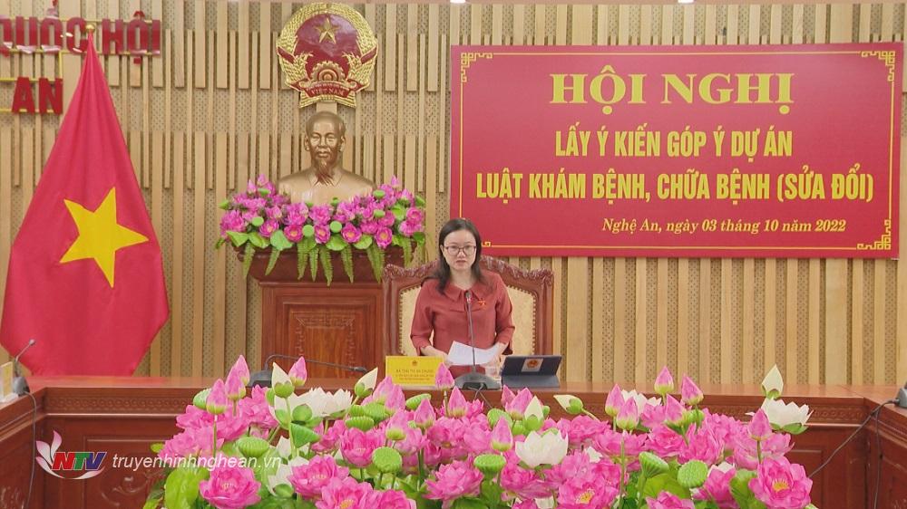 Phó trưởng đoàn ĐBQH tỉnh Thái Thị An Chung phát biểu kết luận hội nghị.
