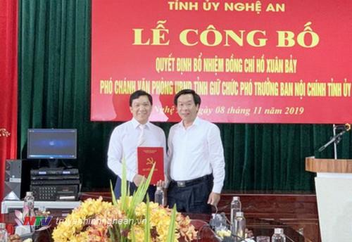 Bổ nhiệm Phó trưởng Ban Nội chính Tỉnh ủy Nghệ An