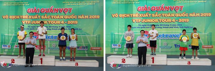 Trao giải nội dung Đơn nữ U18 và Đơn nam U10