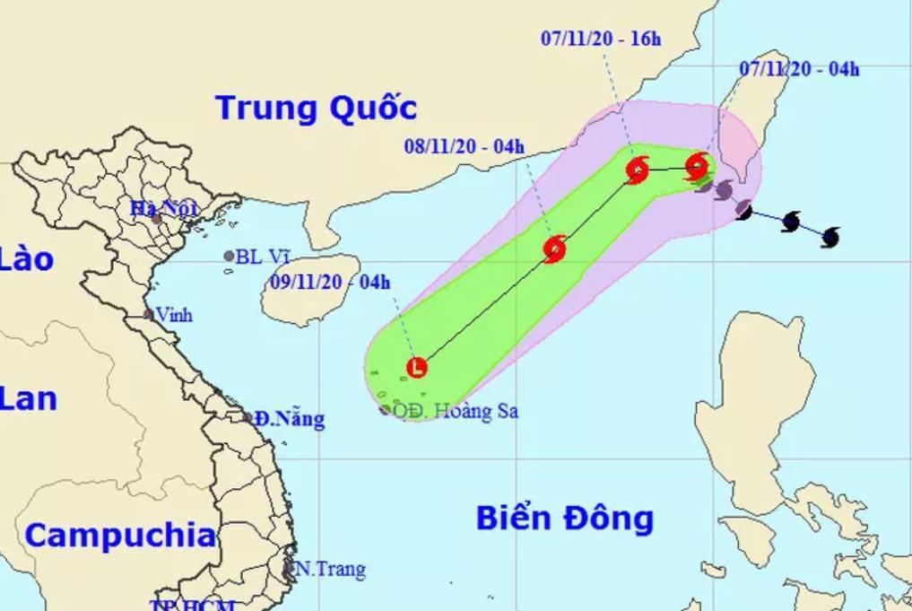 Dự báo vị trí và hướng di chuyển của bão Atsani - Nguồn: Trung tâm Dự báo khí tượng thủy văn quốc gia