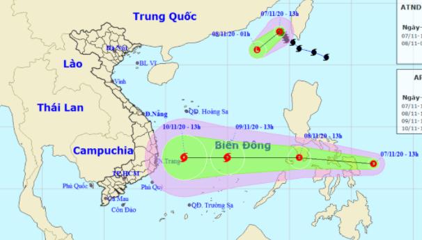 Bão số 11 vừa suy yếu trên Biển Đông, một áp thấp nhiệt đới mới lại sắp vào Biển Đông, khả năng mạnh lên thành bão hướng vào Nam Trung bộ - Nguồn: Trung tâm Dự báo khí tượng thủy văn quốc gia.