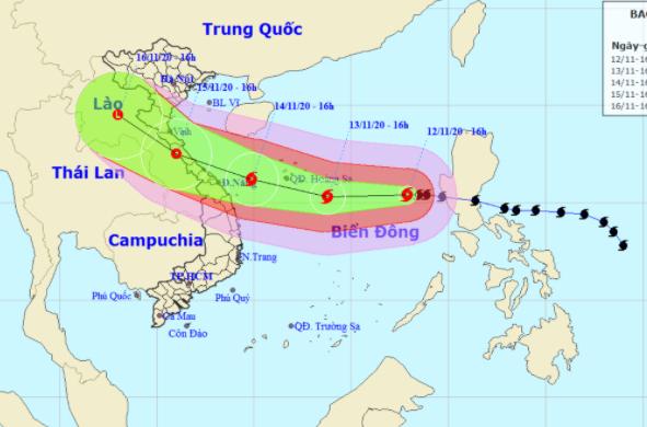 Hình ảnh hướng di chuyển của bão số 13 - Ảnh: Trung tâm Dự báo Khí tượng thủy văn Quốc gia
