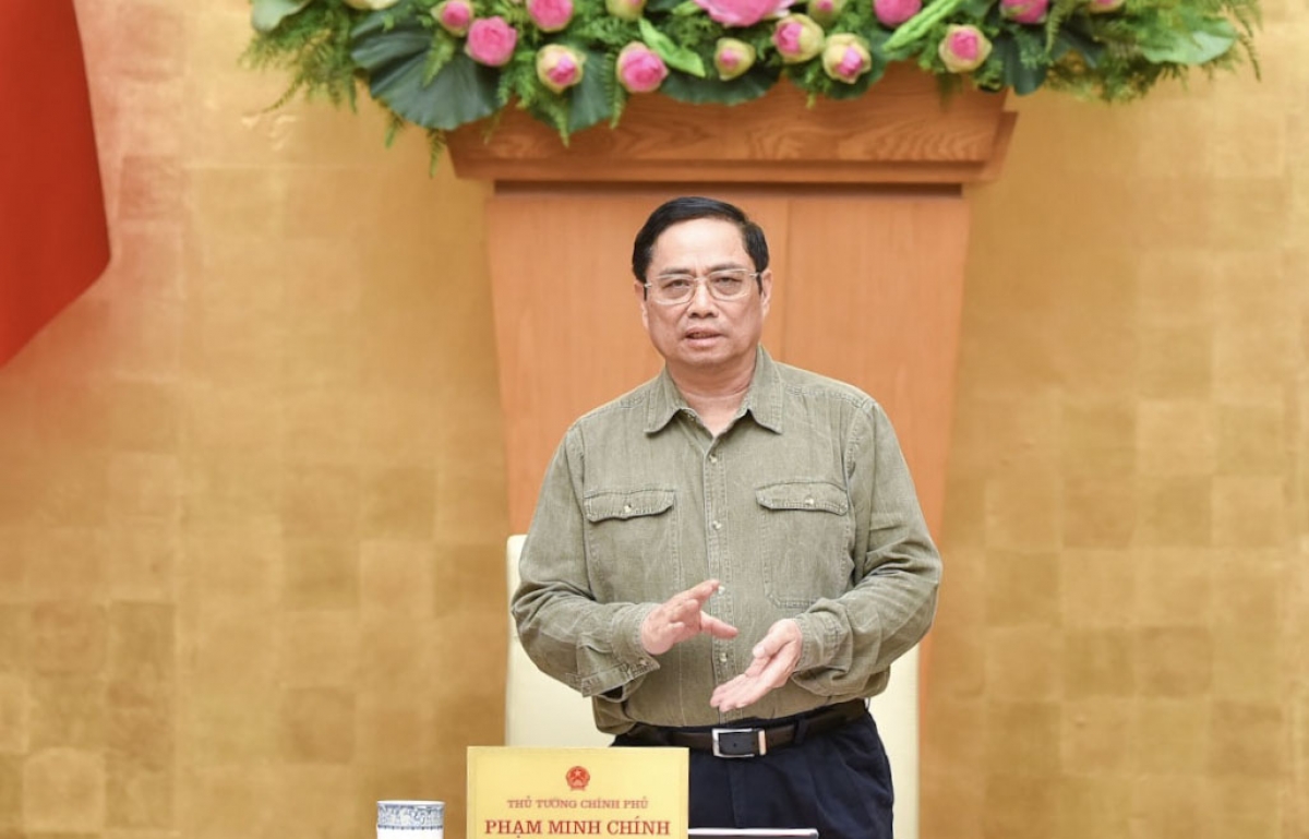 Thủ tướng Phạm Minh Chính phát biểu kết luận phiên họp Chính phủ thường kỳ tháng 10/2021.