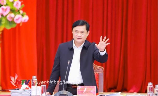 thư Tỉnh ủy Nghệ An Thái Thanh Quý kết luận về nội dung dự thảo Khung định hướng quy hoạch tỉnh Nghệ An thời kỳ 2021 - 2030, tầm nhìn đến năm 2050. 