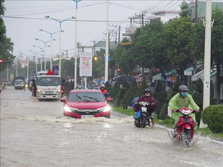 Đường 23/10, TP Nha Trang ngập sâu trong nước (ảnh chụp ngày 11/11/2021).