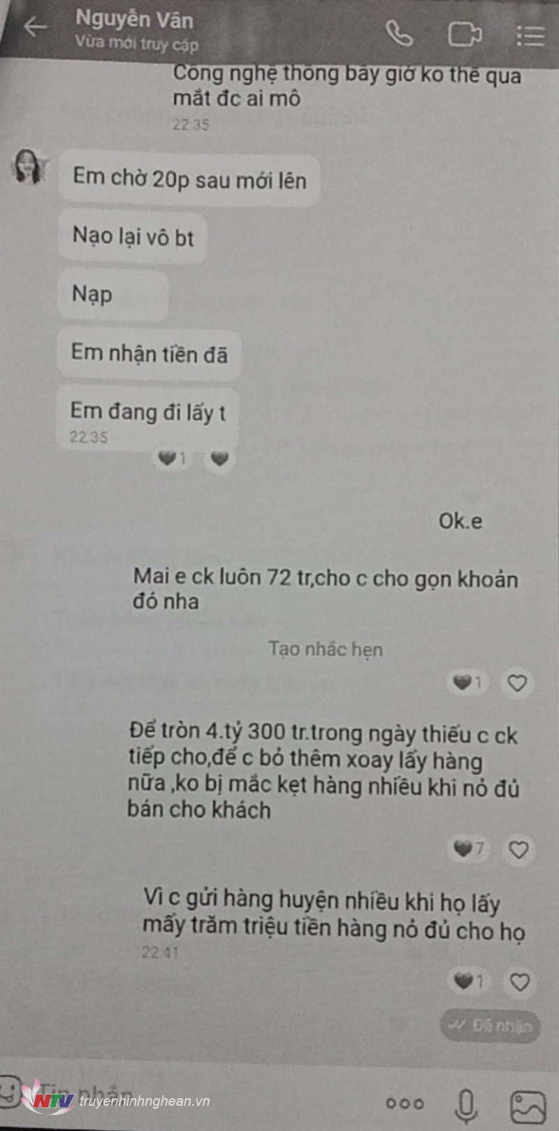 Một số tin nhắn Vân trao đổi với nạn nhân.