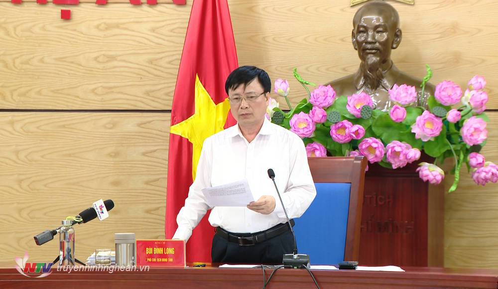 Phó Chủ tịch UBND tỉnh Bùi Đình Long phát biểu kế luận cuộc họp.