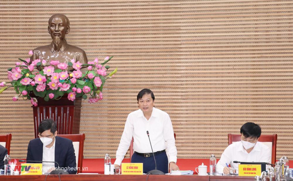 Phó Chủ tịch Thường trực UBND tỉnh Lê Hồng Vinh phát biểu kết luận 