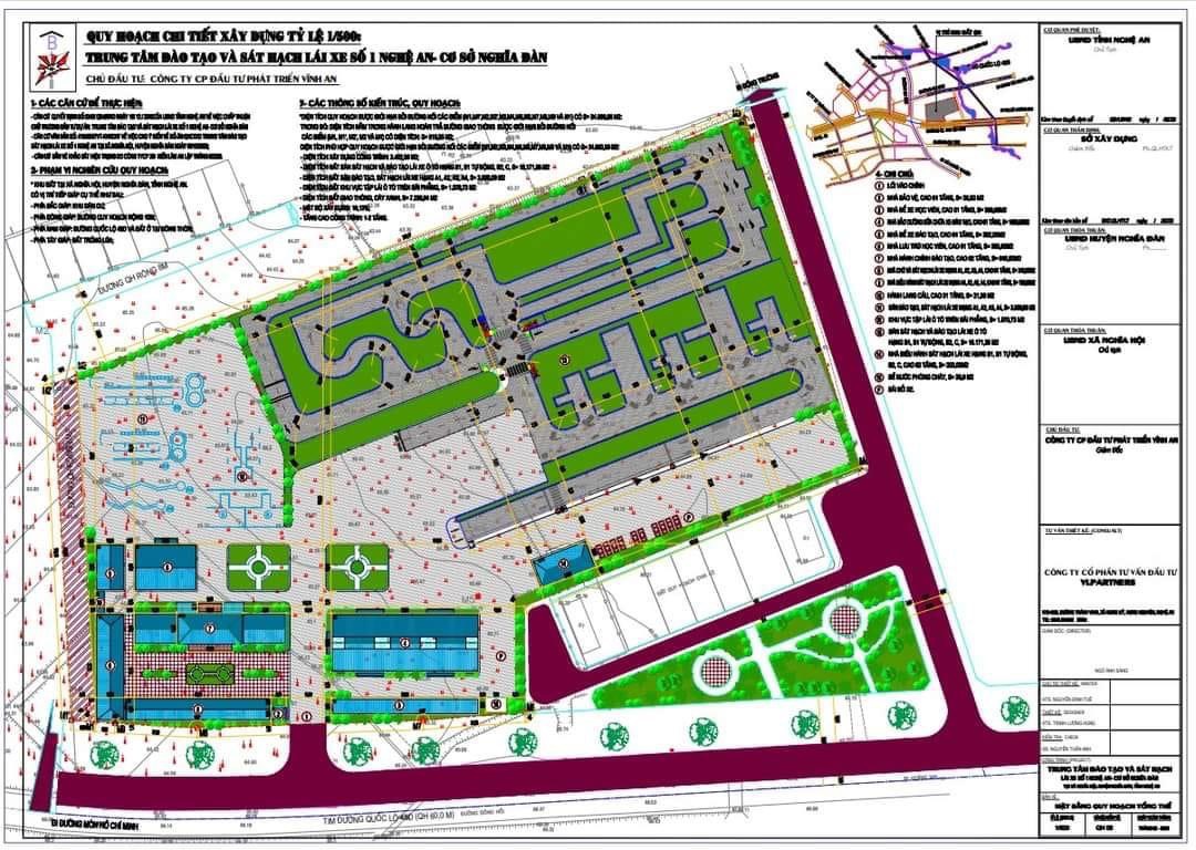 Bản đồ quy hoạch chi tiết dự án Trung tâm Đào tạo và Sát hạch lái xe Tây Bắc Nghệ An