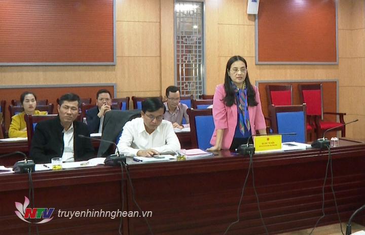 Phó Chủ tịch Thường trực HĐND tỉnh Cao Thị Thu Hiền phát biểu tại cuộc làm việc.