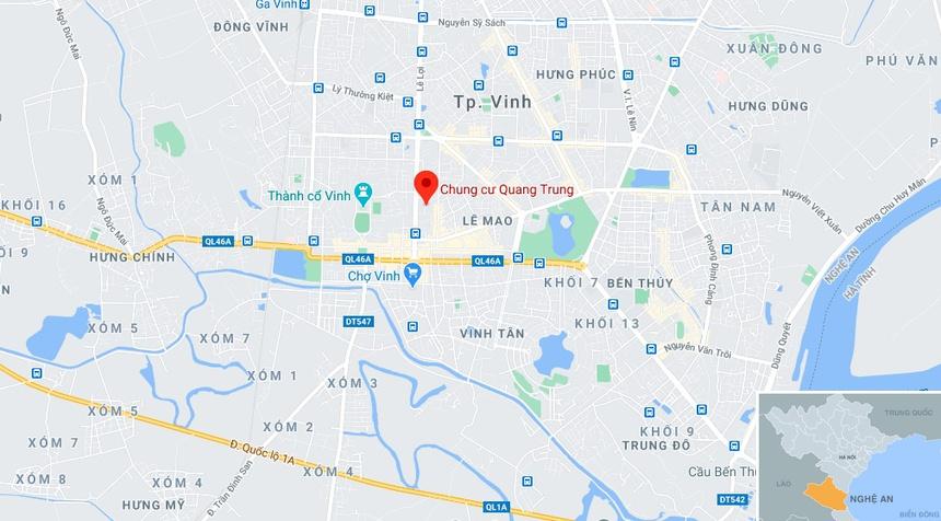 Chung cư Quang Trung (dấu đỏ). Ảnh: Google Maps.