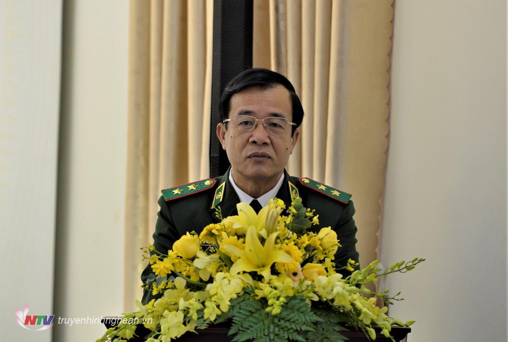 Trung tướng Lê Đức Thái Ủy viên Trung ương Đảng, Tư lệnh BĐBP báo cáo kết quả sơ kết 3 năm thực hiện Thỏa thuận hợp tác biên phòng giữa hai nước Việt Nam - Lào.