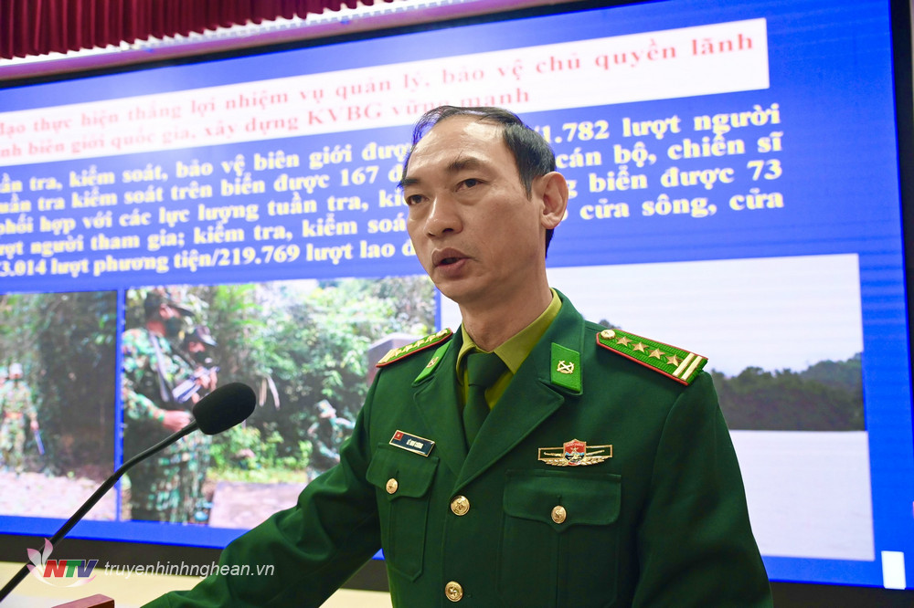 Đại tá Lê Như Cương, Bí thư Đảng ủy, Chính ủy BĐBP tỉnh quán triệt nghị quyết lãnh đạo của Đảng ủy về công tác Biên phòng năm 2022