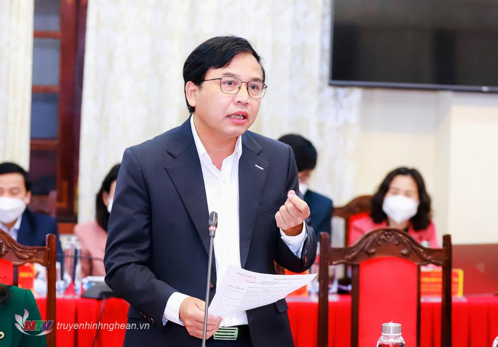 Đồng chí Nguyễn Như Khôi - Phó Chủ tịch HĐND tỉnh phát biểu tại cuộc làm việc