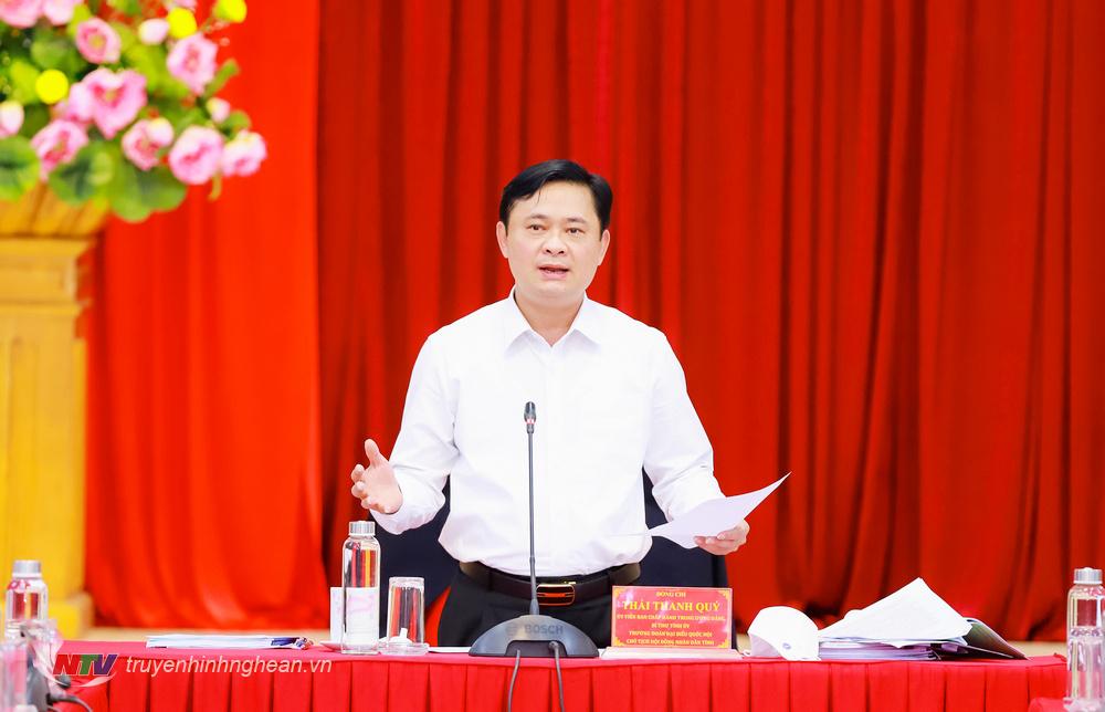 Bí thư Tỉnh ủy Thái Thanh Quý phát biểu kết luận tại hội nghị.