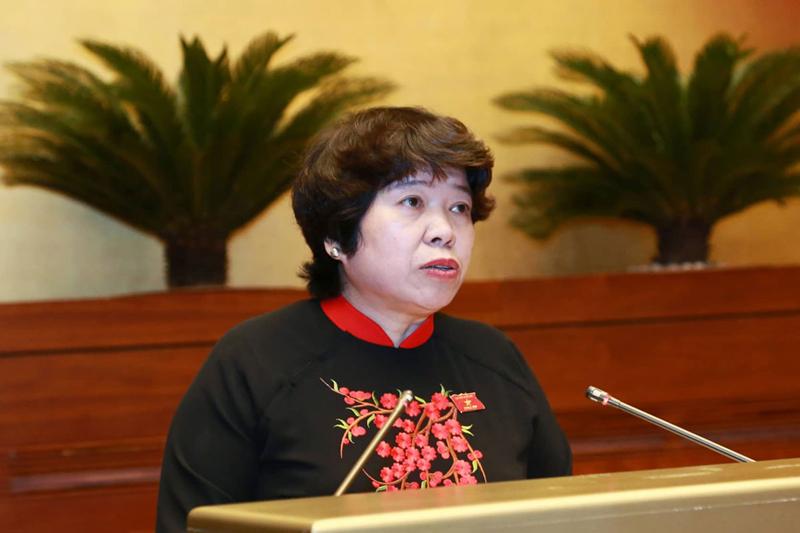 Chủ nhiệm Ủy ban về các vấn đề xã hội của Quốc hội Nguyễn Thúy Anh trình bày báo cáo thẩm tra.