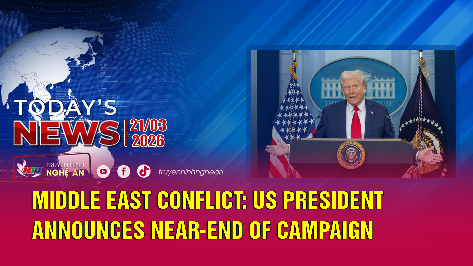 Today's News 21/03/2026: Middle east conflict: US president announces near-end of campaign