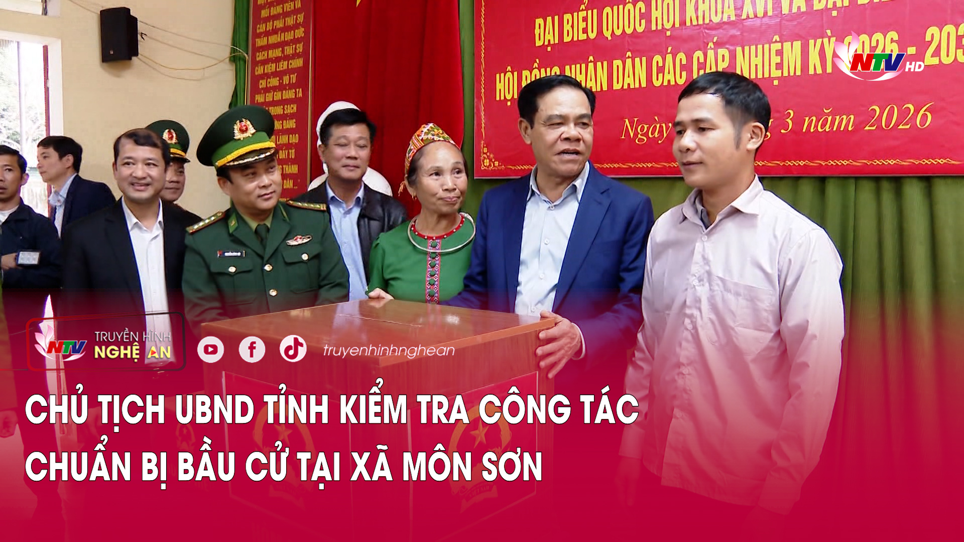Chủ tịch UBND tỉnh kiểm tra công tác chuẩn bị bầu cử tại xã Môn Sơn