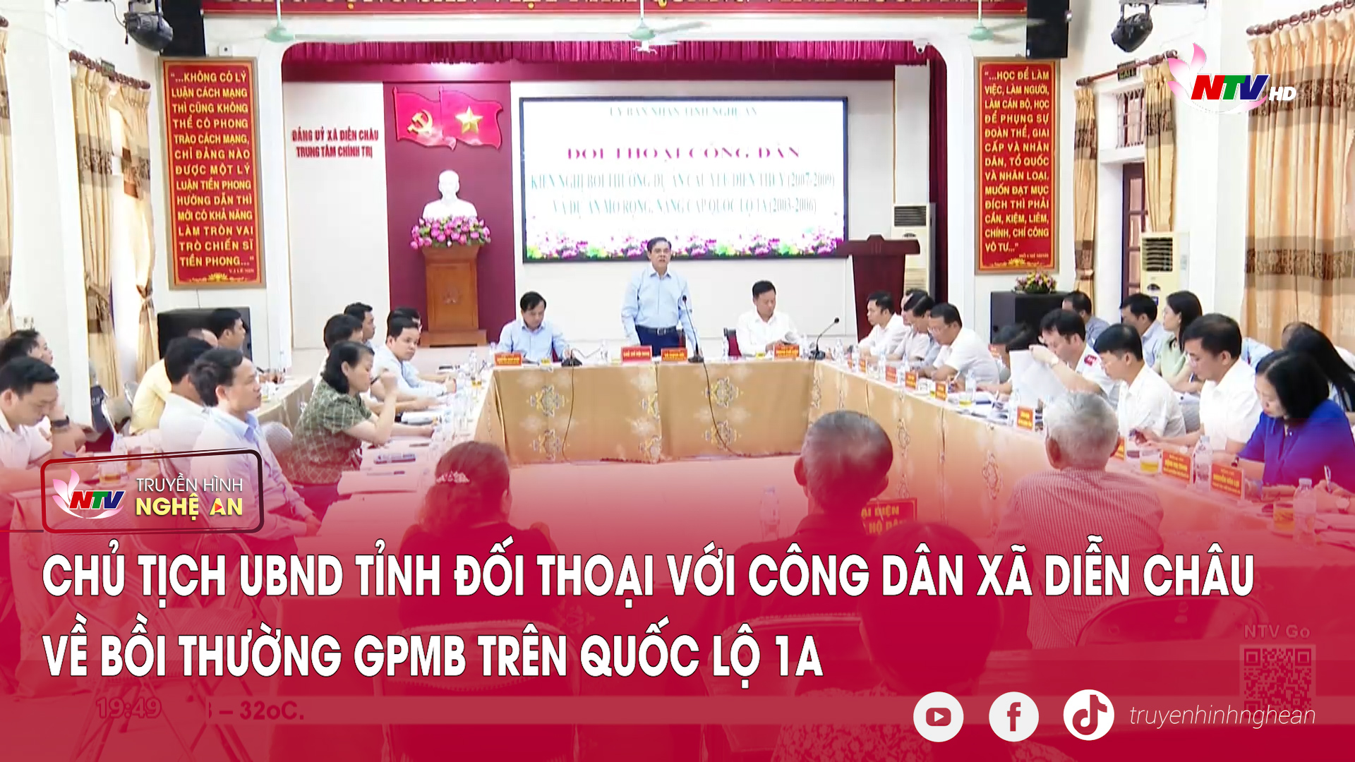 Chủ tịch UBND tỉnh đối thoại với công dân xã Diễn Châu về bồi thường GPMB trên Quốc lộ 1A