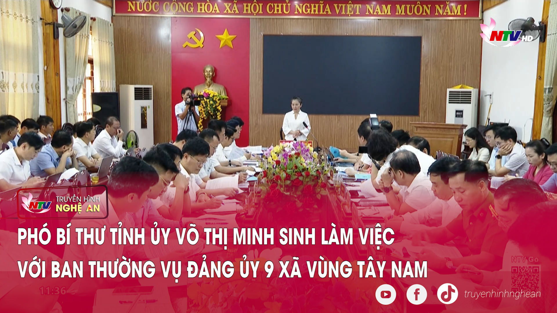 Phó Bí thư Tỉnh ủy Võ Thị Minh Sinh làm việc với Ban Thường vụ Đảng ủy 9 xã vùng Tây Nam