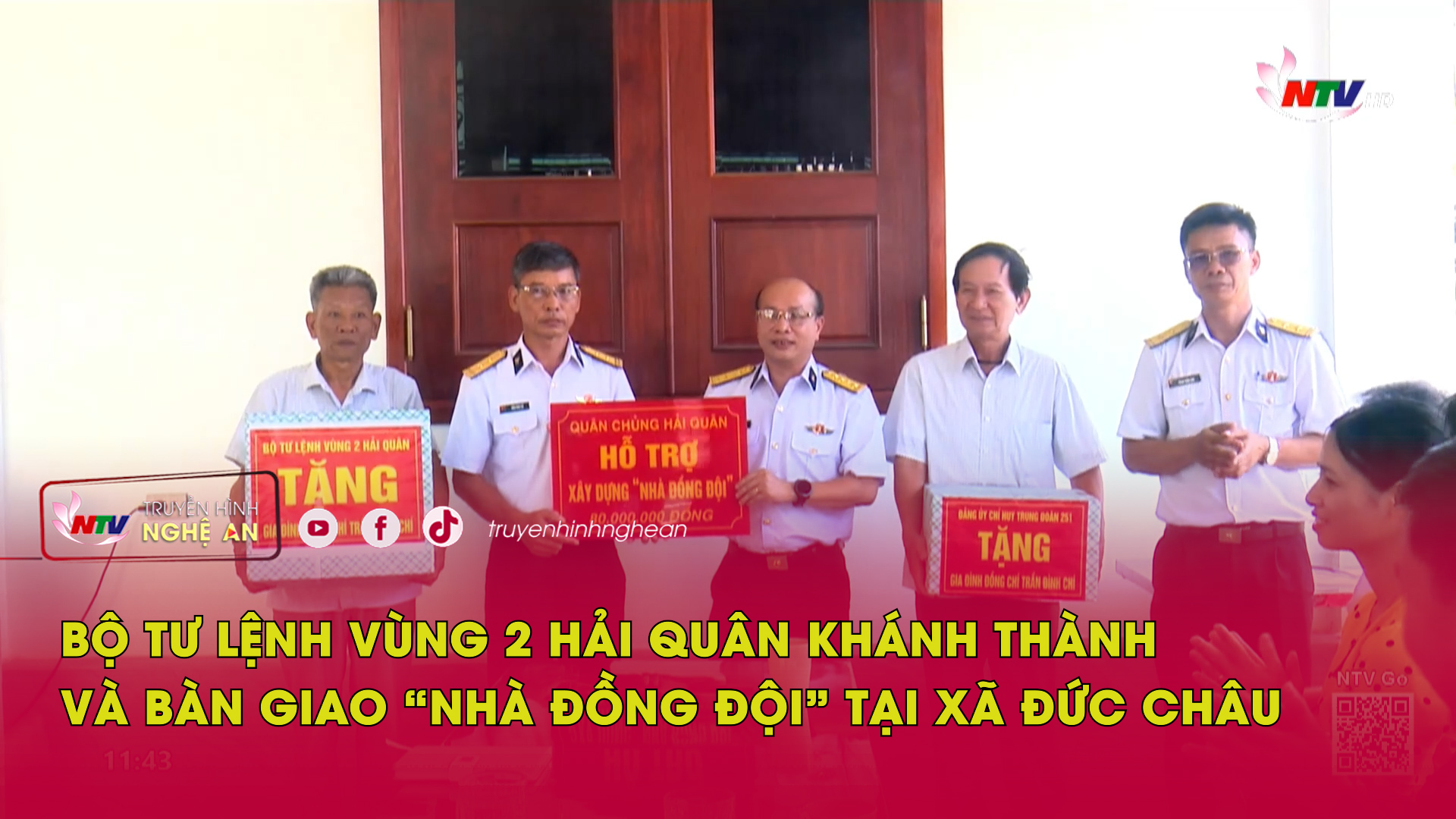 Bộ tư lệnh vùng 2 Hải quân khánh thành và bàn giao “Nhà đồng đội” tại xã Đức Châu.