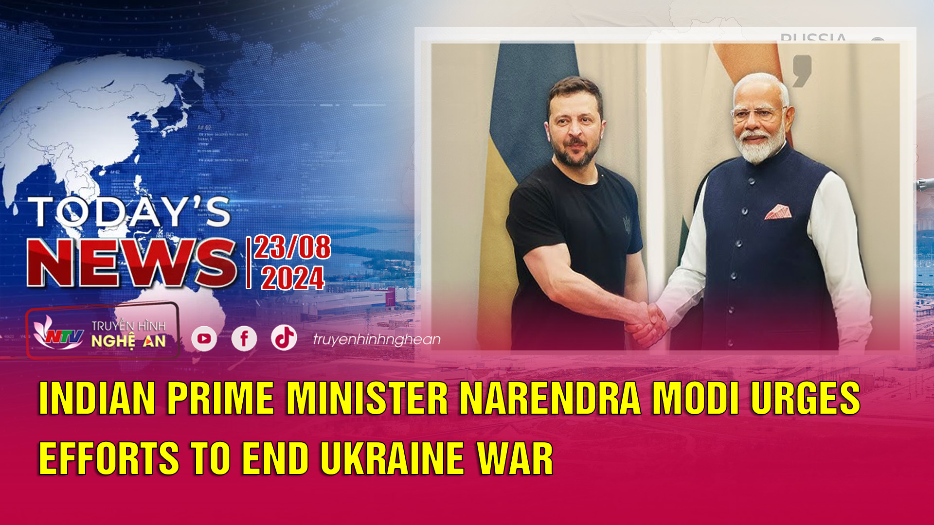 Today's News 23/08/2024: Indian Prime Minister Narendra Modi urges efforts to end Ukraine war