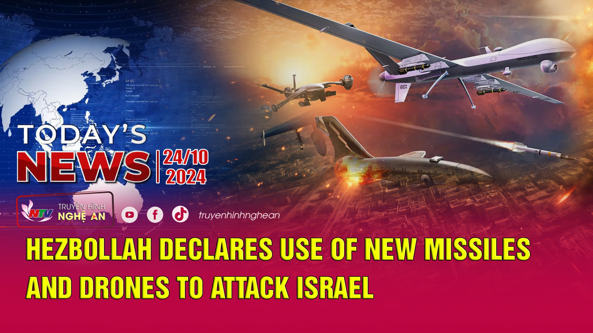 Today's News 24/10/2024: Hezbollah Declares Use of New Missiles and Drones to Attack Israel